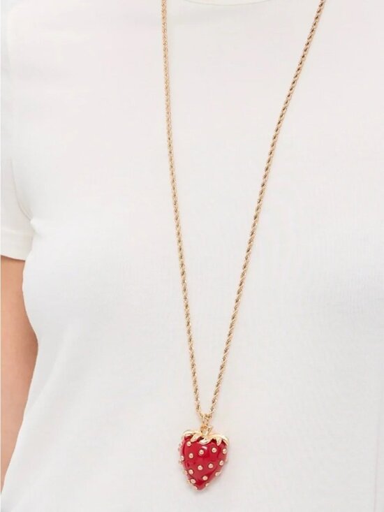 Kenneth Jay Lane Jewelry - Kenneth Jay Lane Gold-Tone Chain with Red Strawberry Pendant